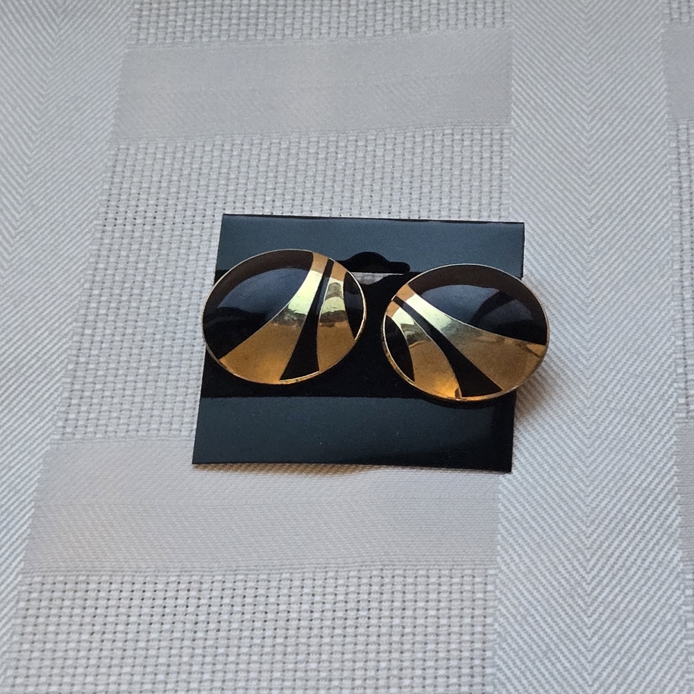 Laurel Burch Gold and Black Geometric Earrings